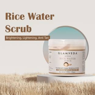 GLAMVEDA Rice Water Face Scrub Enriched with Grapes & Mulbery For Anit Tan & Brightening Scrub