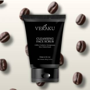 veraku Face Scrub for men with COFFEE, CRANBERRY & WALNUT BEADS Scrub