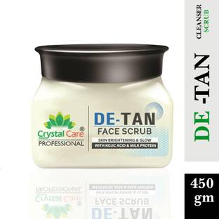 Crystal Care De-Tan Cleanser Scrub with Kojic Acid & Milk - Blackhead Removal & Radiant Skin Scrub