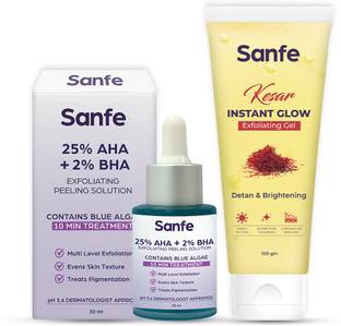 Sanfe 2% BHA Pore Cleansing Toner & Kesar Instant Glow Exfoliating Gel Scrub
