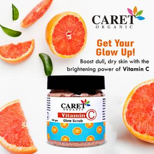Caret Organic Vitamin C Glow Scrub For Clear & Glowing Skin- Vegan, Natural & Paraben Free Scrub