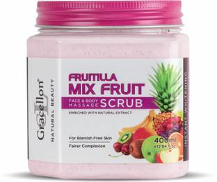 Gracellon Fruitilla Mix Fruits Face and Body Massage Scrub | Instant Whitening Scrub