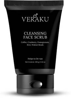 veraku Face Scrub for men with COFFEE, CRANBERRY & WALNUT BEADS Scrub