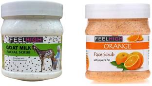 feelhigh Face and Body Goat Milk Scrub and Orange Scrub For Man and Woman Scrub