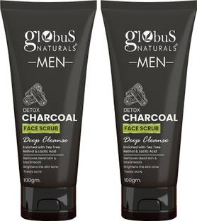 Globus Naturals Anti Pollution & Anti Acne Detox Charcoal for Men, Set of 2 Scrub