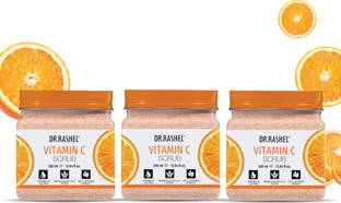 DR.RASHEL Vitamin C Scrub with Natural Orange Peel Extracts | Tan Removal (Pack of 3) Scrub