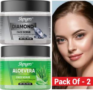skengers Aloevera&Diamond face scrub for glowing skin face scrub Combo Scrub