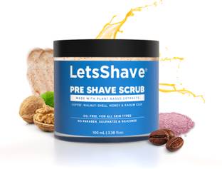 LetsShave Pre Shave Scrub for Men, With Coffee, Walnut, Honey & Kaolin Clay Scrub