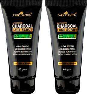 PARK DANIEL Activated Charcoal Face Scrub - For Remove Blackheads & Deep Cleansing Combo pack of 2 tubes of 60 gms(120 gms) Scrub