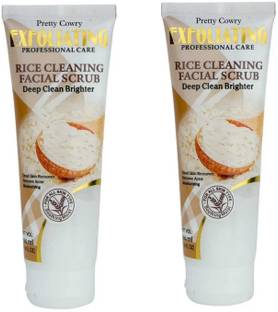 PRETTY COWRY Rice Cleaning Facial Scrub Deep Clean Brighter pack 2 Scrub