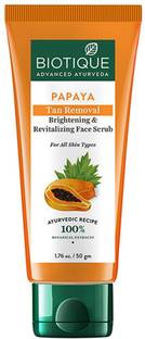 BIOTIQUE Papaya Tan Removal Skin Brightening Face Scrub|Gentle Exfoliation|All Skin Types Scrub