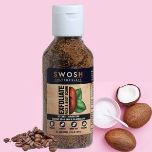 SWOSH De Tan Coffee Face Scrub Grounded Real Coffee Beans Skin Exfoliating, Refreshing Scrub