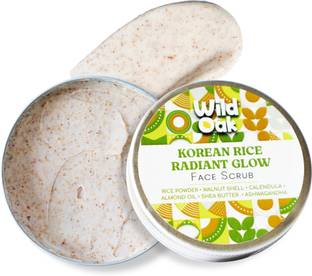 Wild Oak Korean Rice Face Scrub for Glass Skin | Brightening & Anti Aging Scrub