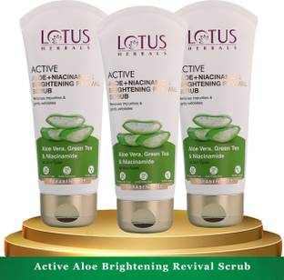 LOTUS HERBALS Active Aloe + Niacinamide Brightening Revival Scrub ( Pack of 3 ) ( 100gm * 3 ) Scrub