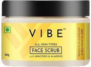 VIBE Face Scrub with Avocade & Almonds | Natural Nourishment Scrub for All Type Skin (50g) Scrub