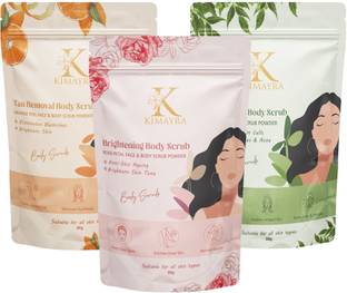 KIMAYRA Rose Petal, Neem, Orange Peel Bathing Scrub Powder -Face/Body Scrub Powder Combo Scrub