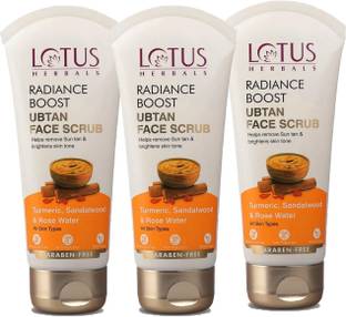 LOTUS HERBALS Radiance Boost Ubtan Face Scrub|Turmeric, Sandalwood and Rose Water Scrub