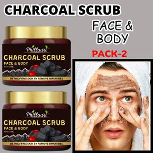 Phillauri Charcoal Face Scrub For Oily Skin & Normal skin for Blackhead Tan Removal  Scrub