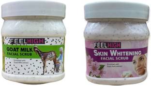 feelhigh Face and Body Goat Milk Scrub 500ml And Skin Whitening Scrub 500ml Scrub