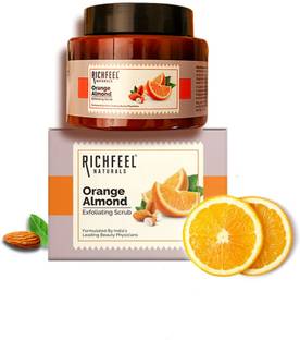 RICHFEEL Orange Almond Scrub For Brightening|Blackheads & Dead Skin Cells|100 g Scrub
