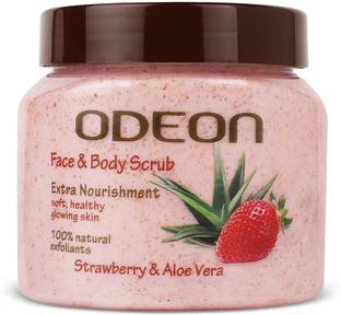 ODEON Strawberry & Aloe Vera Face and Body Scrub|For Extra Nourishment Scrub