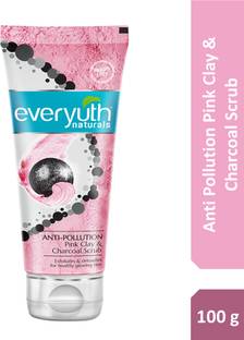 Everyuth Naturals Anti Pollution Pink Clay & Charcoal Scrub| For all skin types (Oily/ Dry) Scrub