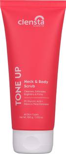 Clensta Neck And Body Scurb With 3% Glycolic Acid For Cleanses, Exfoliates, Brightens Scrub