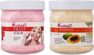 feelhigh Mixfruit scrub -500ml & Papaya Scrub -500ml -pack2 Scrub