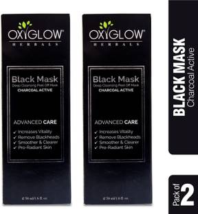 OXYGLOW Herbals Black Mask 50gm (Pack of 2) for Deep Cleansing Peel Off Mask Scrub