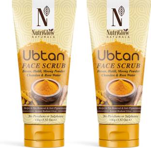 NutriGlow NATURAL'S Face & Body Scrub with Besan, Moong Powder for Tan Removal, 100g Each Scrub