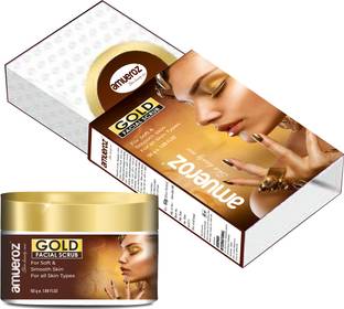 Amueroz Gold Scrub for Skin Polishing, Deep Cleansing, Oil Control, Blackhead Removal Scrub | Moisturizes Face Treatment Brightening Exfoliating | Facial Scrub, Skin Toning, Smoothen & Beauty Skin Scrub