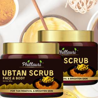 Phillauri Ubtan Scrub For Face & Body Turmeric for Glowing Skin & Tan Removal  Scrub