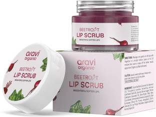 Aravi Organic Beetroot Lip Scrub with Shea Butter for Dark, Chapped, Pigmented & Brightening Scrub