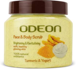 ODEON Turmeric & Yogurt Face and Body Scrub, 300ML | Brightening & Revitalising Scrub