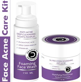DERMISTRY Salicylic Acid Acne Open Pores Spots Marks Oil Removal Face Wash & Moisturizer Scrub