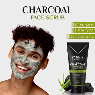 Globus Naturals Men Charcoal Face Scrub for Oily and Normal skin, for Blackheads |Tan Removal Scrub