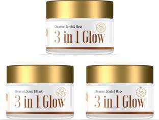 UTILIS 3 in 1 GLOW (Cleanser, Scrub, Mask) With Saffron & Aloevera - Pack of 3 - Scrub