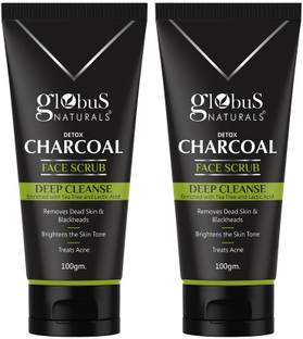 Globus Naturals Men Charcoal for Oily and Normal skin, for Blackheads |Tan Removal Scrub