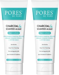 PORES BE PURE Charcoal Face Scrub for Blackhead Remover Gel Scrub