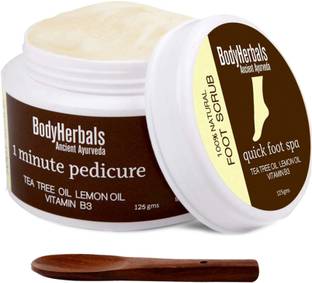 BodyHerbals 1 minute pedicure, Foot Scrub Tea Tree oil, lemon oil & vitamin B3 Scrub