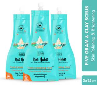 Nat Habit Five Gram & Clay Fuse Mura (Face Scrub) For Skin brightening (Pack of 3) Scrub