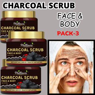 Phillauri Charcoal Face Scrub For Oily Skin & Normal skin for Blackhead Tan Removal  Scrub