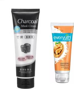 Everyuth Naturals Exfoliating Walnut Scrub 100g & Black Charcoal Facemask 100g Pack Of 2 Scrub