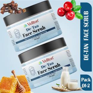 vellton De-Tan Face Scrub,Tan Removal Healthy & Glowing Skin (100Gm Pack of 2) Scrub