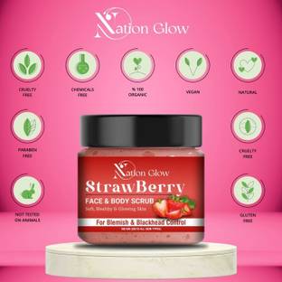Nation glow NATION GLOW STRAWBERRY FACE AND BODY SCRUB SOFT HEALTHY &GLOWING SKIN Scrub