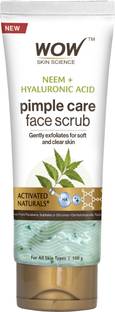WOW SKIN SCIENCE Neem & Hyaluronic Acid Pimple Care Face Scrub|Anti-Bacterial|Unclogs Pores| Scrub