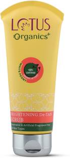 Lotus Organics+ Brightening De-Tan Scrub|With 100% Certified White Peonies|Removes Blackheads Scrub