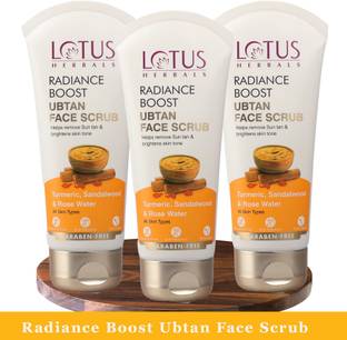LOTUS HERBALS Radiance Boost Ubtan Face Scrub ( Pack of 3 ) ( 100g * 3 ) Scrub