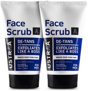USTRAA Face Scrub De-Tan for Men | Exfoliation & Effective Tan Removal | Set of 2 Scrub