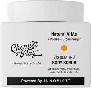 Chemist at Play Exfoliating Coffee Body Scrub for Tan Removal, Soft-Smooth Skin with natural AHA Scrub